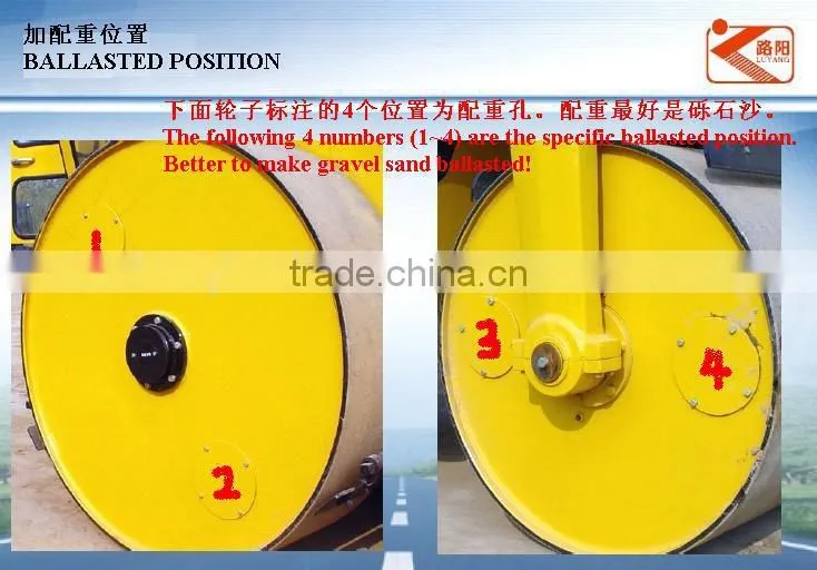 Heavy-duty static three wheel road rollers with large weight