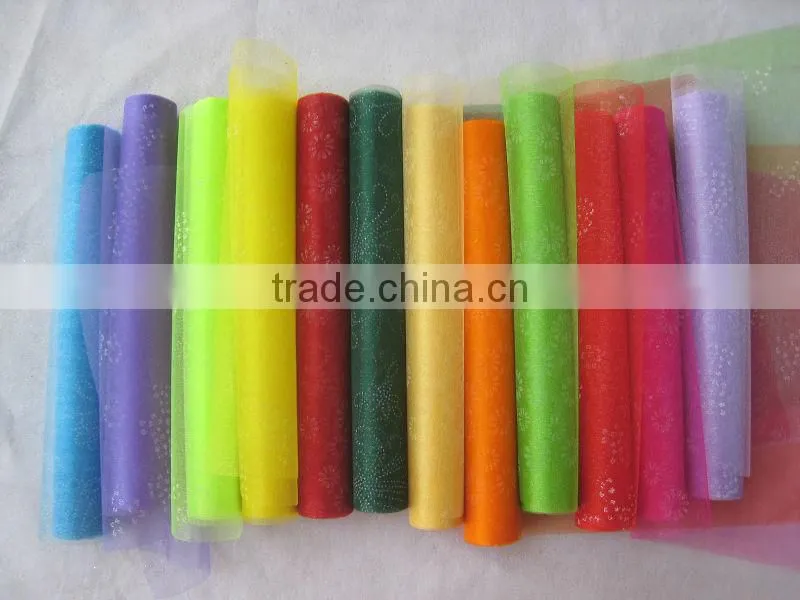 rainbow beautiful christmas silk organza fabric india for flower wrapping