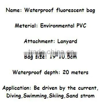 Waterproof phone bag strong sealing fluorescent bag