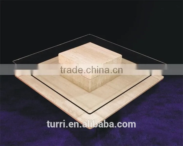 Italy Tempered Glass Top Marble Travertine coffee table