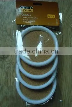 Hot selling round shape 4pcs coffee cup cork mat set