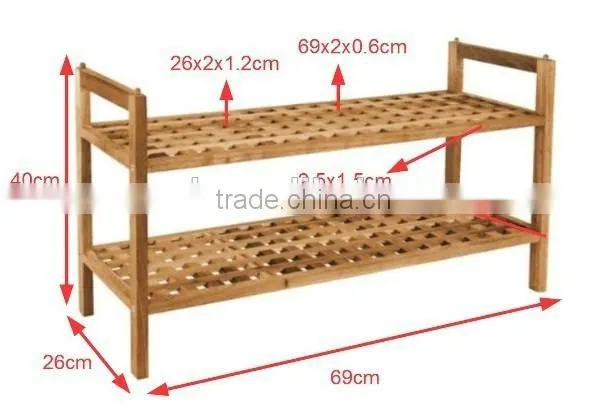 New product 2 tires water proof wooden shoe rack