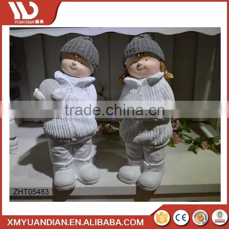 Wholesale Led Light Price Christmas Boys And Girls Decoration Polyresin Ornaments