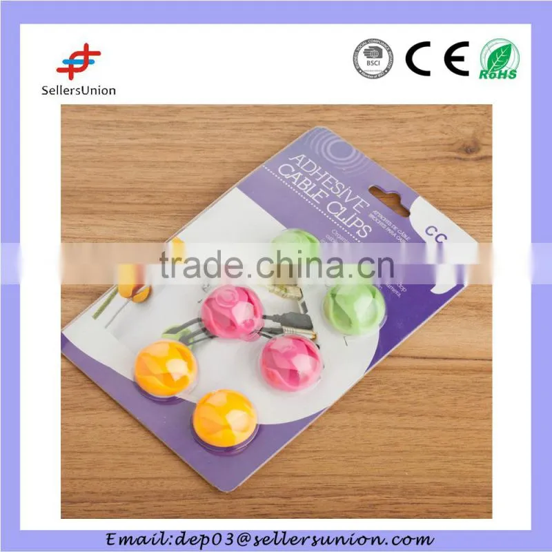 6pcs multipurpose cable clip with self-adhesive tape