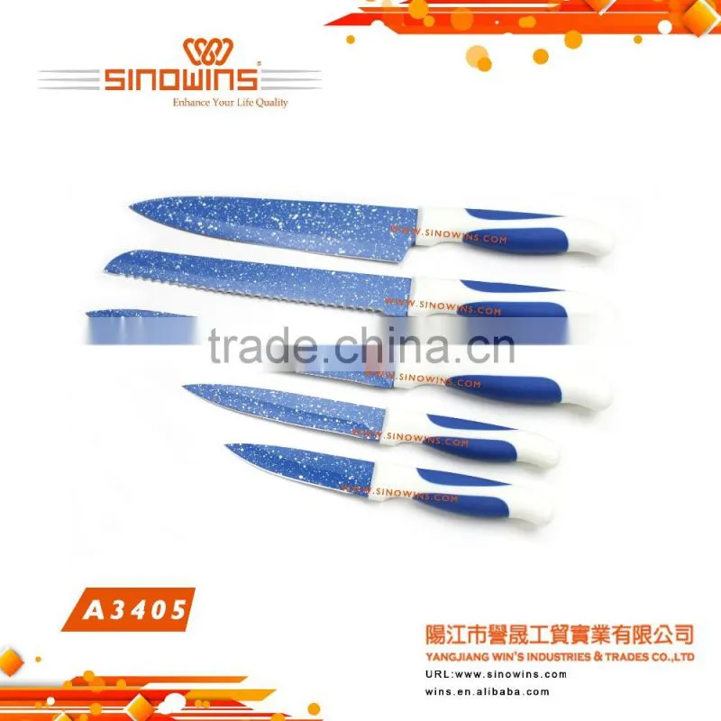 A3395-b Special Design Air-flow Dots Stamped 5pcs Stainless Steel Knife Set