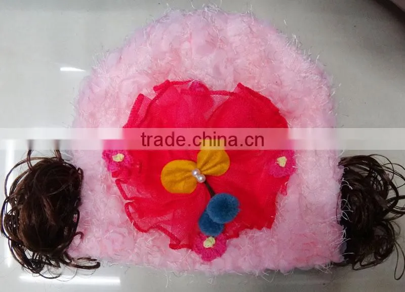 Cute hand made crochet newborn baby hat with flowers