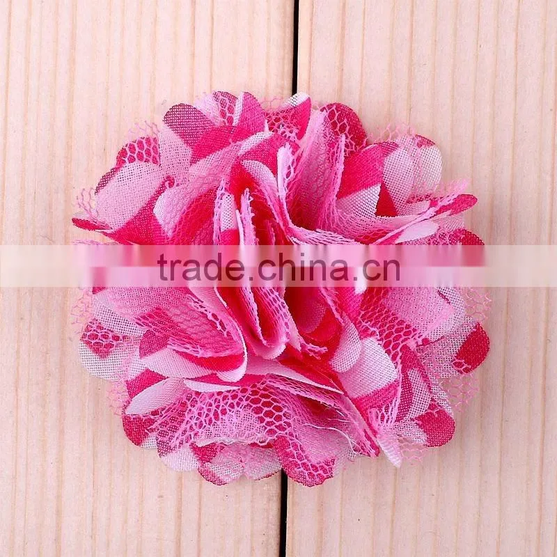 fabric and mesh flower clip for kids hair accessories