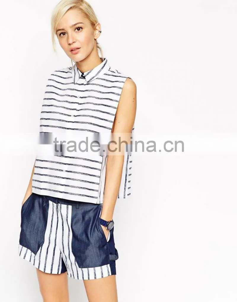 Latest formal blouse and shorts patterns two piece sets for ladies