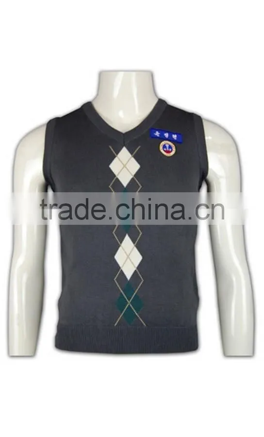 ISO9001/BSCI Manufature v-neck custom school argyle cardigan sweaters