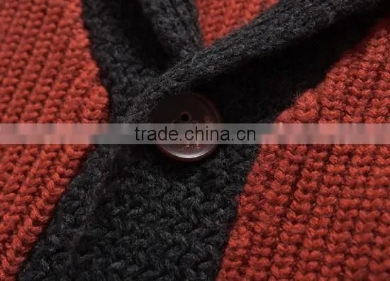 The long sleeve double pocket design knitting cardigan casual men knitted sweater