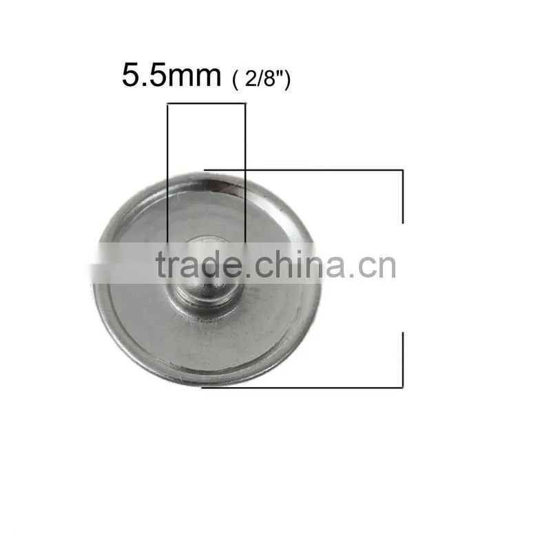 18mm Resin Fit Snap Button Bracelets Round Silver Tone At Random Rabbit Pattern , Knob Size: 5.5mm