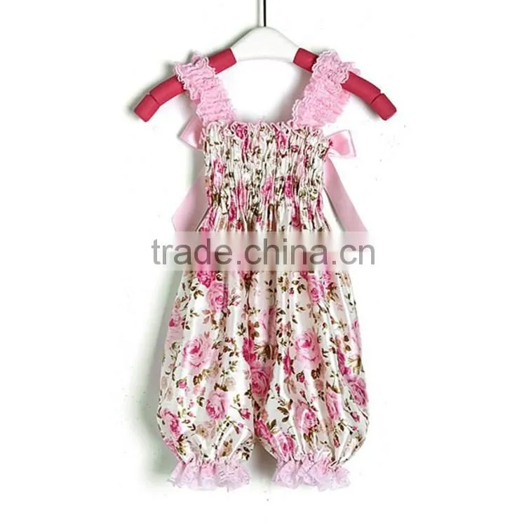 Baby Girls' Floral Prints Summer Backless Ruffle Jumpsuit