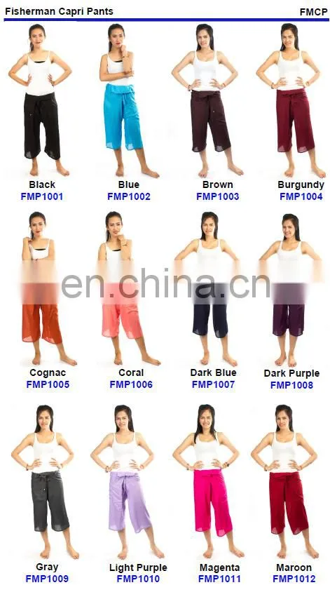 Thai Fisherman Pants Cotton 100% Wrap Unisex Yoga Boho Capri Long Trousers