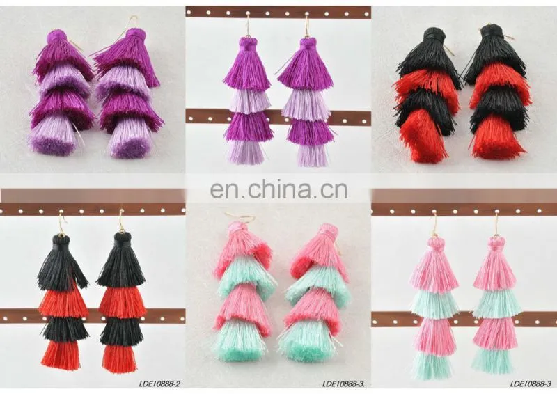 2017 Bon Bon Style Thread Wrapped Ball Drop Earrings