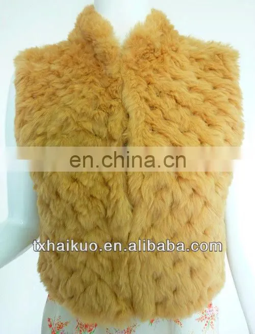2013 Girl Spring new fashion Knitted Rabbit Fur Vest