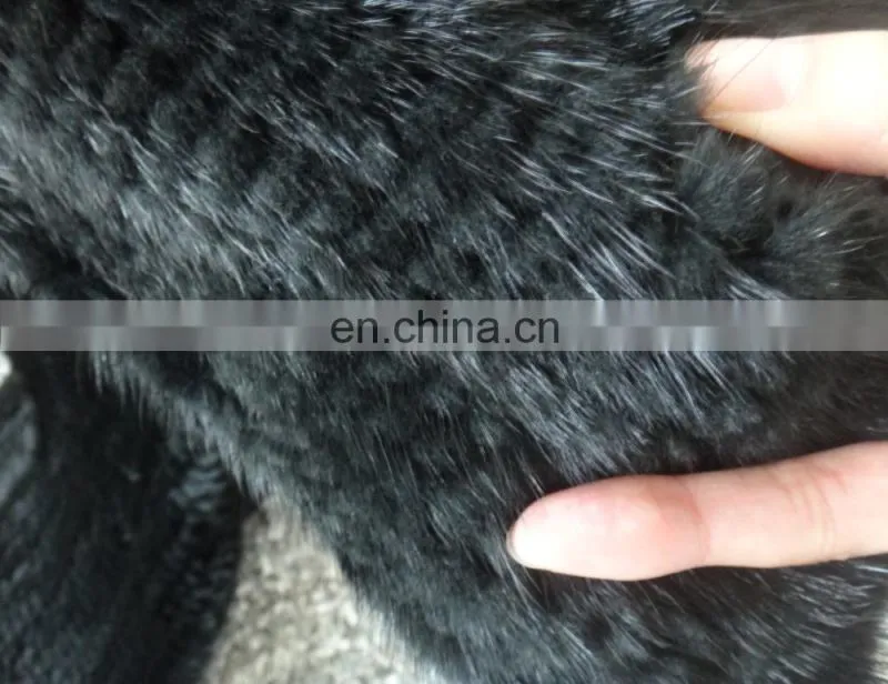 knitted black mink long scarf shawl mink stole European style