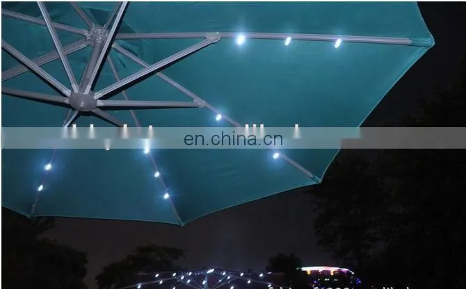 Outdoor Solar Roma Hanging Umbrella With LED Light,Can Be Rotated 360Degree
