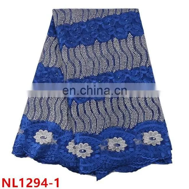 2017 new arrival nigeria net lace with stones soft net lace fabric, teal tulle lace fabric for party