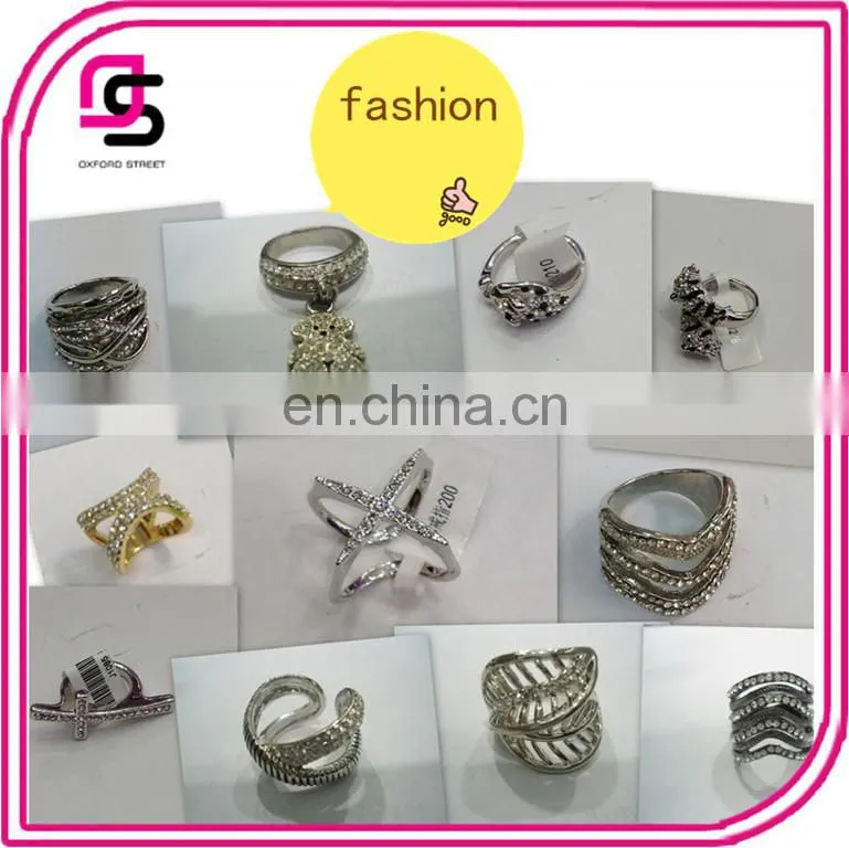 Fashion alloy cross ring with rhinestone