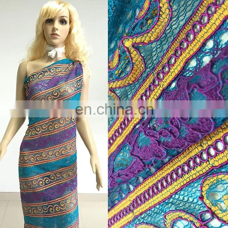 Polyester Embroidery Knit Tull Mesh Fabric