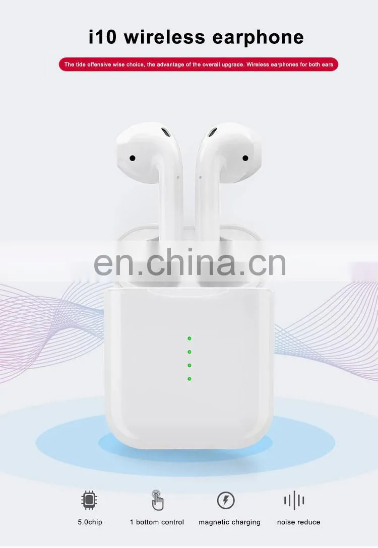 Trulyway 2021 New Arrivals True Wireless Stereo Earpiece Earphone BT 5.0 Wireless TWS Earbuds I10