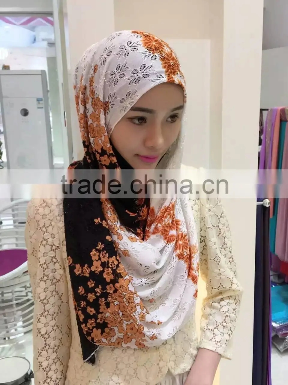 Colorful beautiful LACE gorgeous muslim long scarf