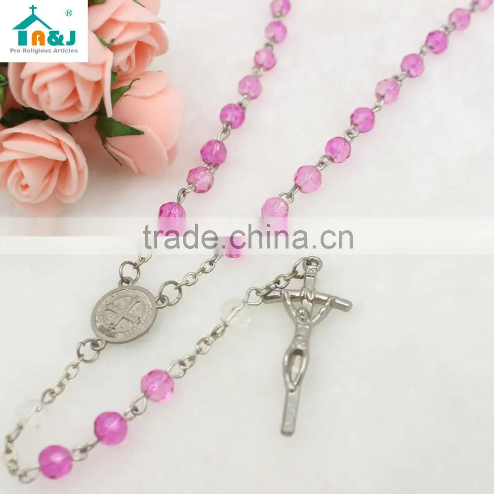 Hot sale catholic plastic rosary bead necklace