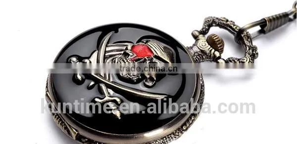 mechanical pocket watch with skull design antique pocket watch