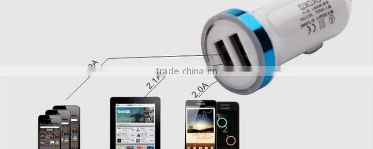 Promotional Output DC 5V 2.1A Double Speed Fast Charge Aluminum Alloy Universal Portable Dual USB Car Charger Wholesale