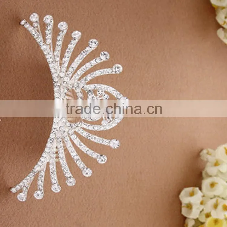 Korean Style High Quality Crystal Double Peacock Crown Tiaras Wedding Hair Accessories