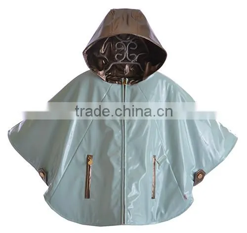 Fashion Waterproof Cute Hooded Kid PU Rain Poncho