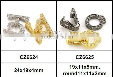 CZ6656 CZ micro pave Jewelry Making Supply, Gold leopard head Hook Clasps