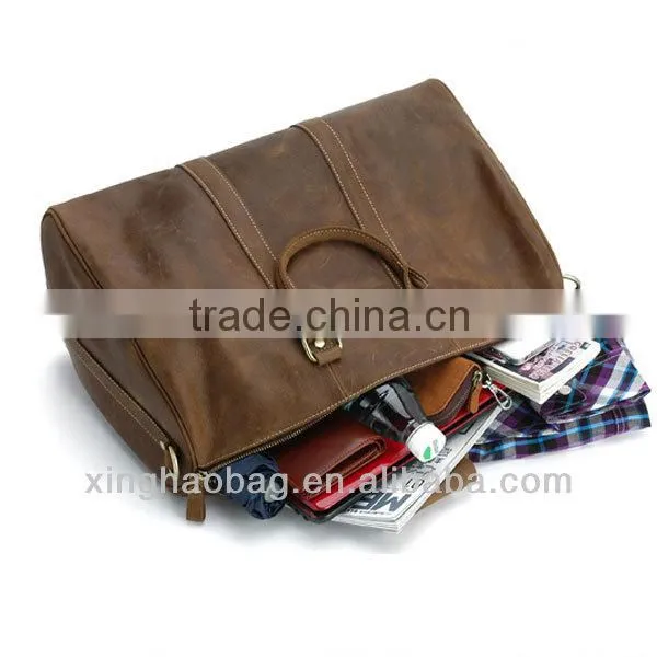 Custom printed tote leather travelling bag