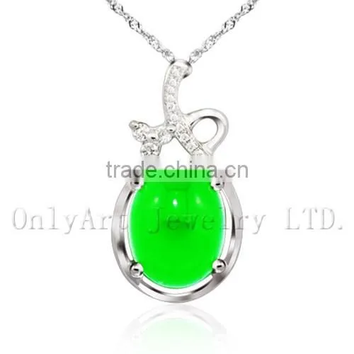 High quality special design jade inlaid sterling silver pendant