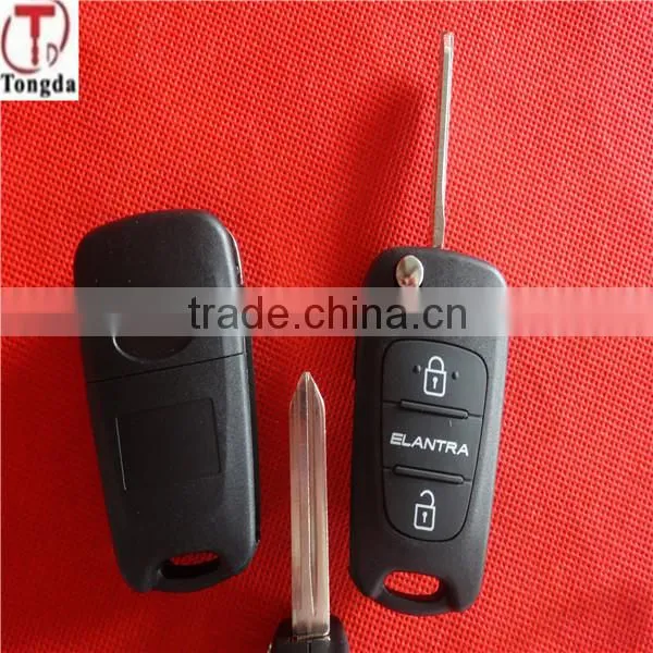 Tongda hot sale 4 button flip key fob key blank /key shell for Hyundai K3 Elantra Forte