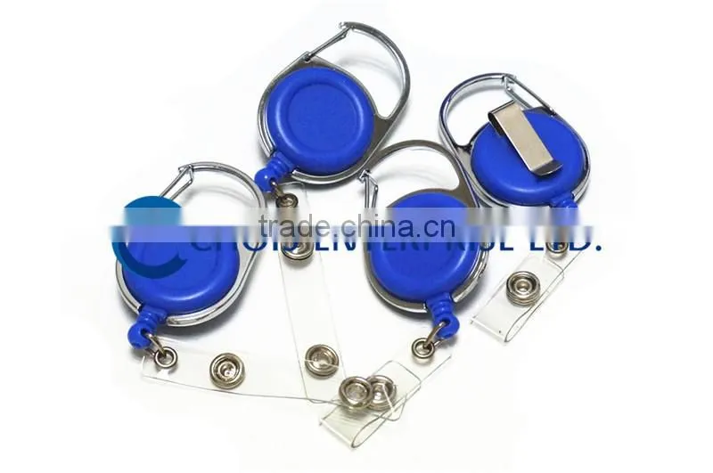 Promotion Custom Carabiner Hook Plastic Badge Reel, Retractablce Badge Holder
