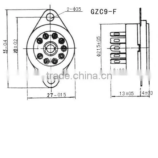 high temperature resistance steatite GZC9-F 9 pins ceramic socket for vacuum amplifier