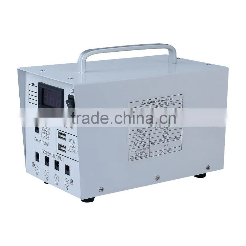 20w mini portable solar lighting system, home solar power system with 5v usb charging port