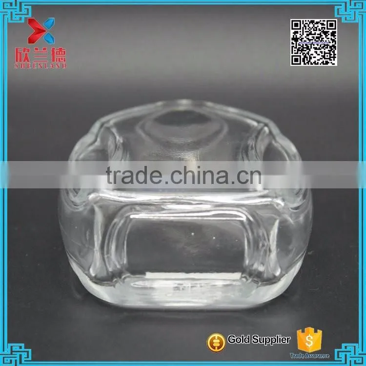 110ml bestselling Oblate round transparent glass perfume bottle with crimp neck