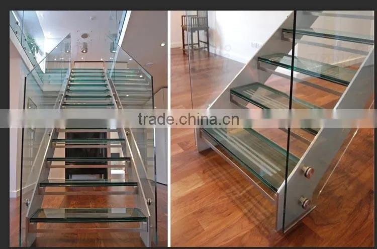 decorative modern indoor stainless steel glass stairs