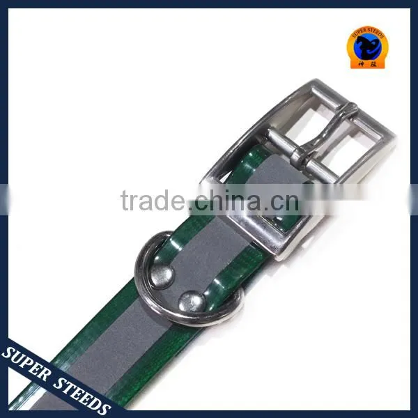 Fluorescent polyurethane pet collar with reflective tape
