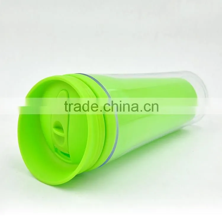 400ml BPA Free Double Wall Plastic Cup With Screw On Lid