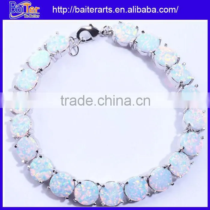 White Opal Stone 925 Sterling Silver Costume Jewelry Imported Bracelets China
