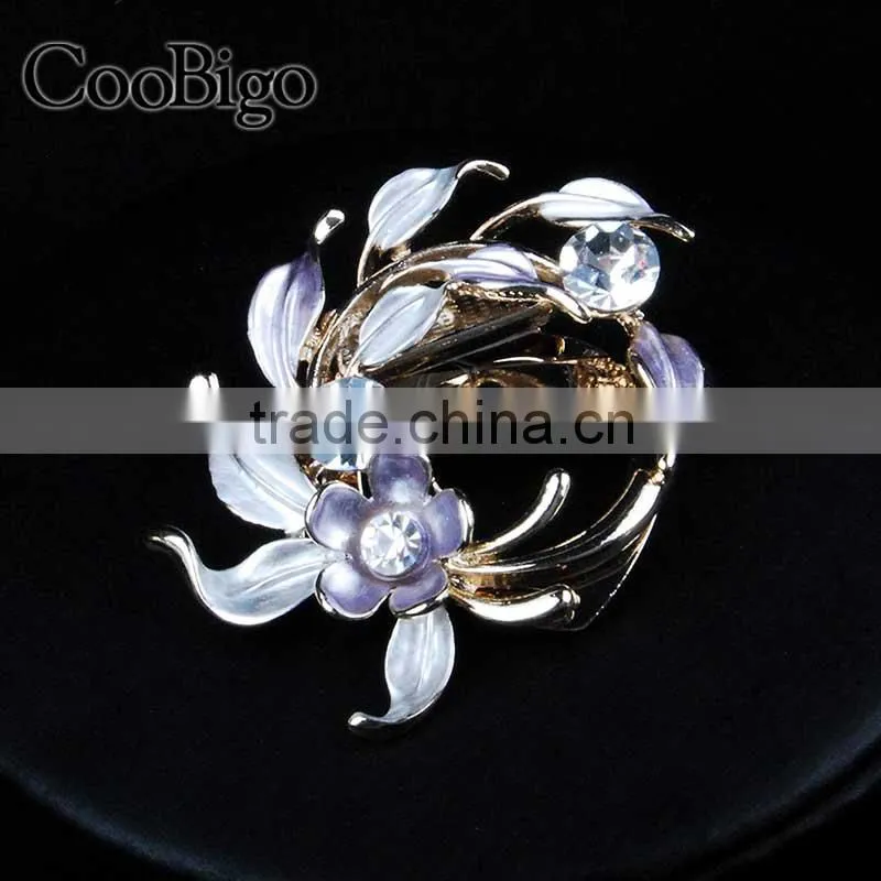 Fashion Jewelry Charming Jasmine Flower MC STONE Women Brooches Pin Gift Corsage Dresses Hijab Scarf Apparel Accessories