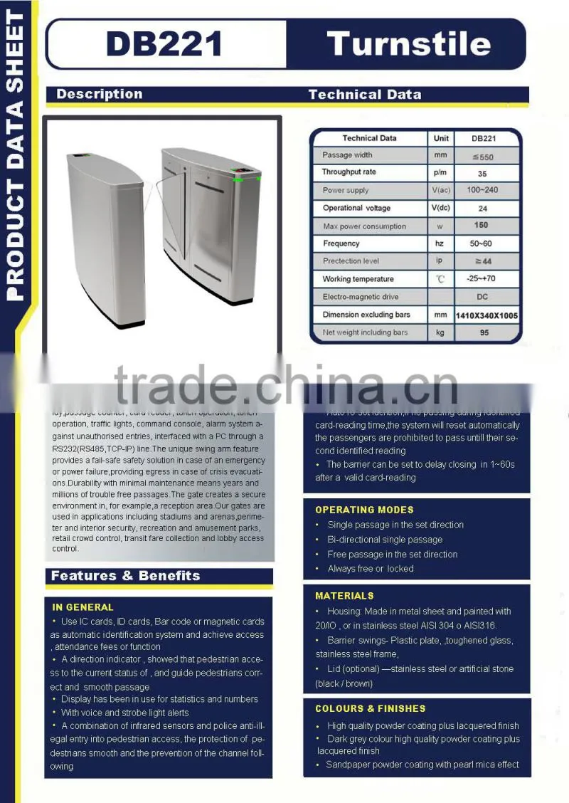 Retractable Flap Barrier Turnstile / RFID Reader Security Flap Turnstile Gate