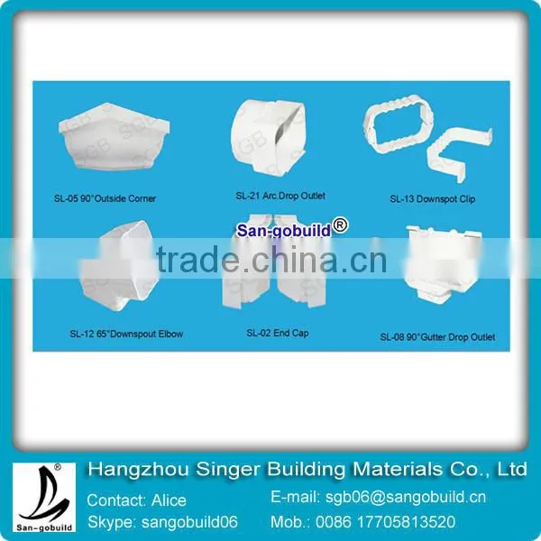 Kenya Hot Sale square type various color PVC rain gutter system for roof drainage system
