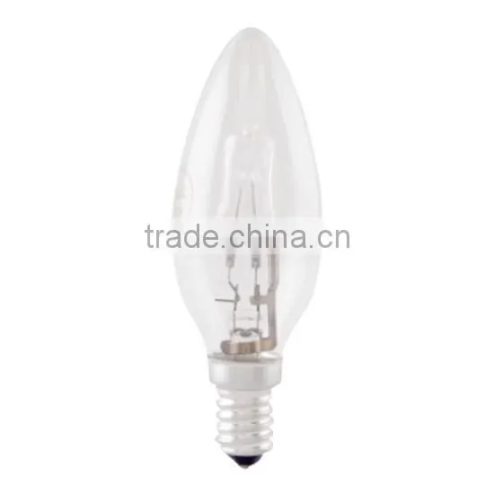 Halogen c35 candle light bulb 28w glass body e14