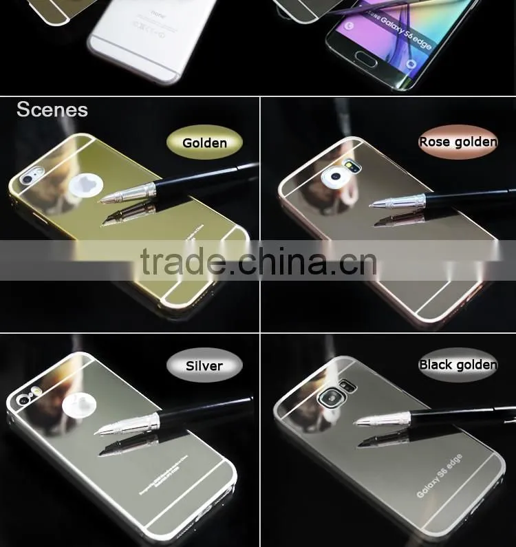 Plastic material cellphone accessory PC back mirror phone cover for iPhone 6 6s plus aluminum bumper case