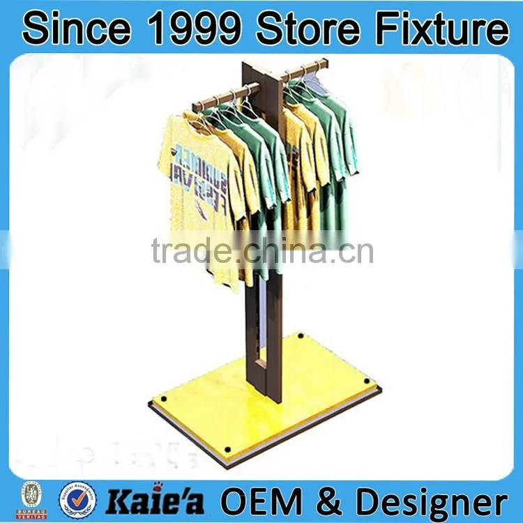 Yellow flooring display rack design clothing display rack for sale