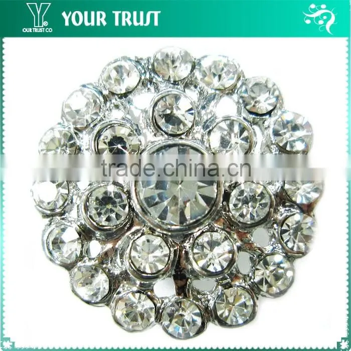 Vintage Crystal Rhinestone Silver Metal Nickel Free Shank Rhinestone Button